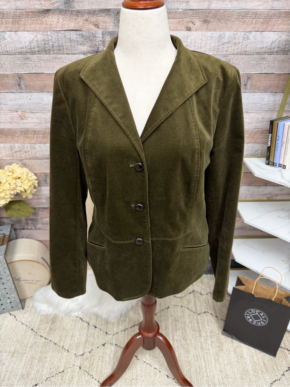 Talbots Green Velvet Blazer 16